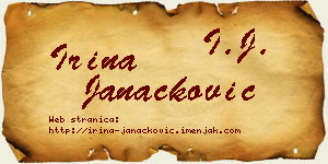Irina Janaćković vizit kartica
